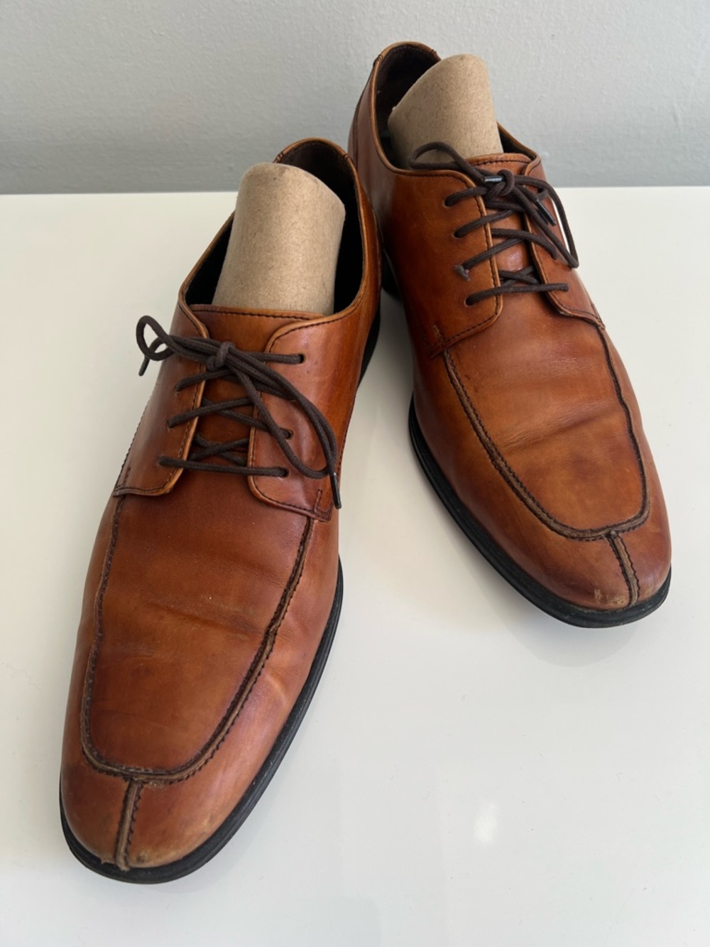 Cole Haan NIKE AIR Men's Tan Leather Derby Lace-Up Shoes